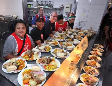 Salvos Volunteers arranging meals
