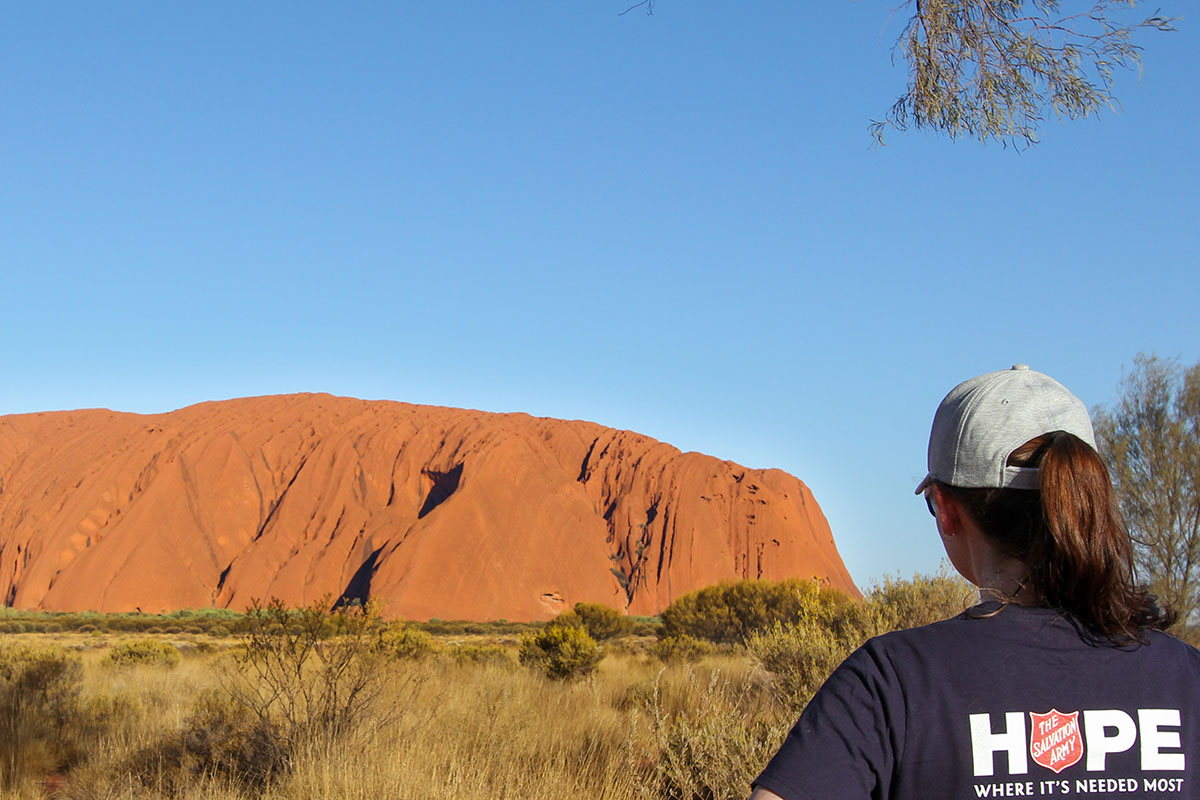Salvos team member at Uluru