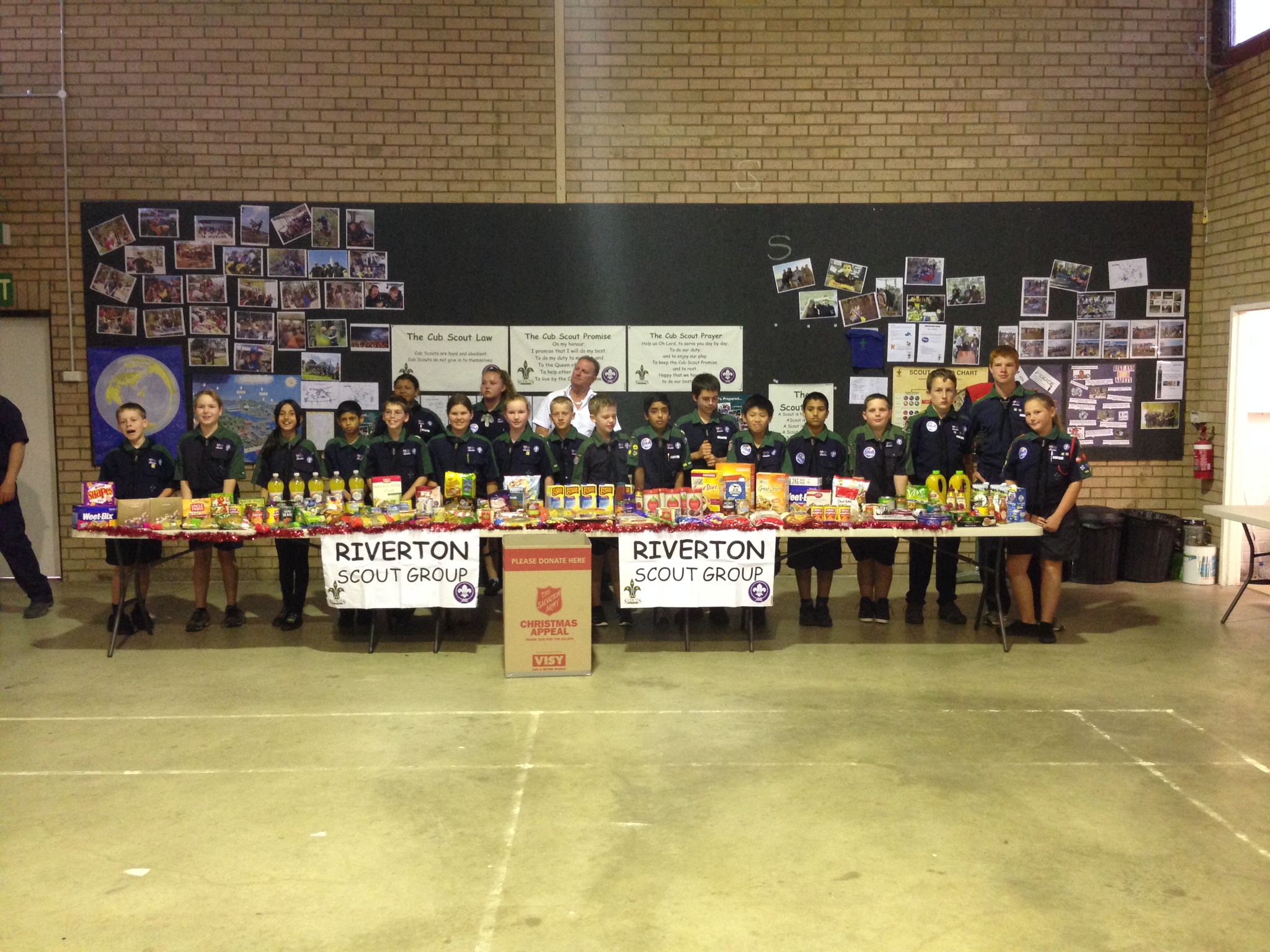 scouts pictured with donations