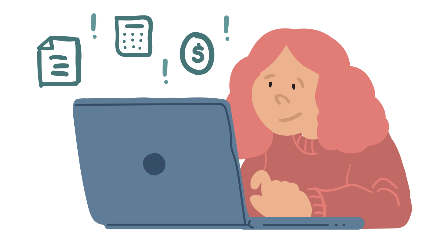 cartoon laptop money filing system