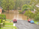 A flooded road in Taree
