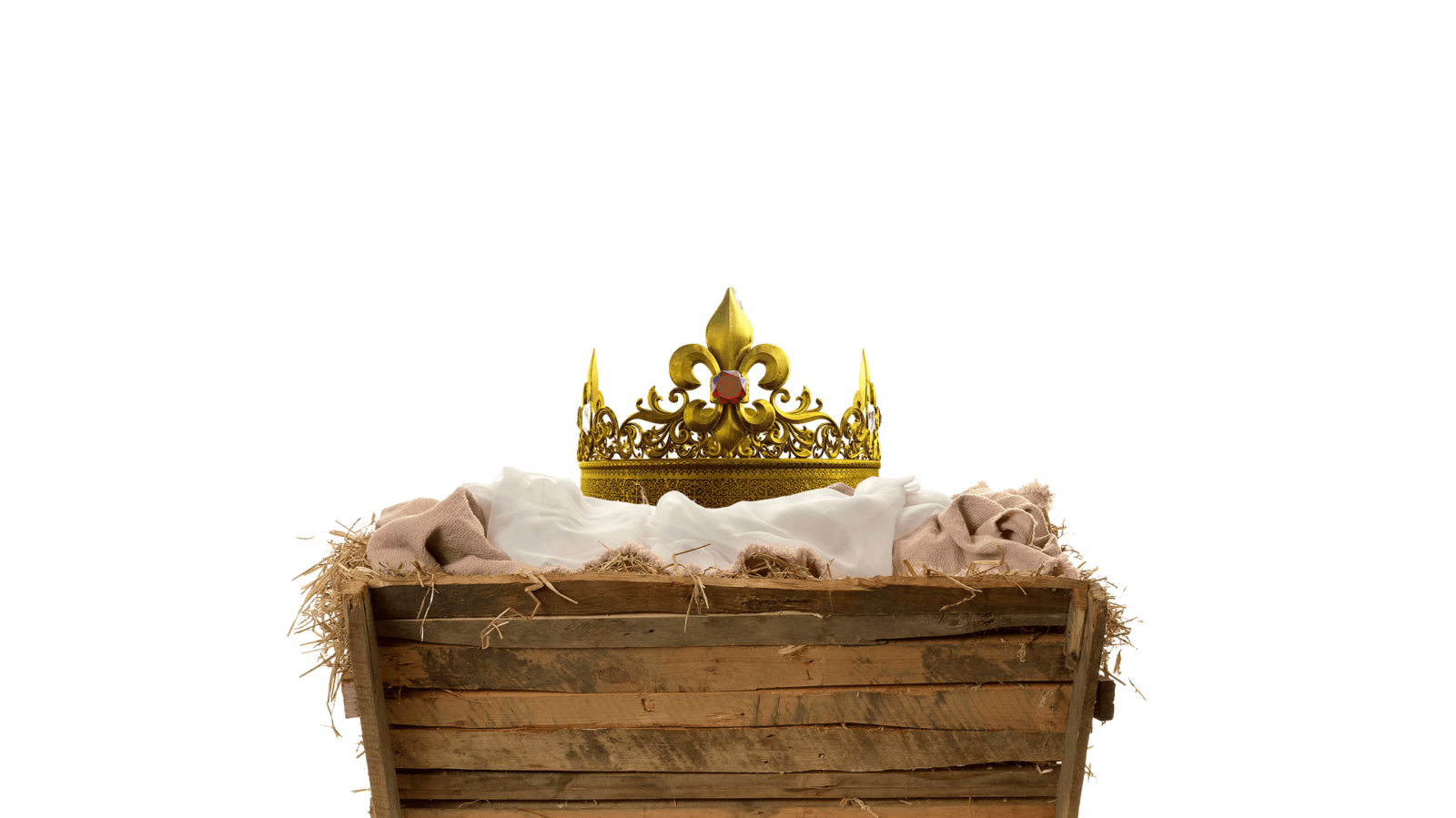 The Hope of Christmas: A roughly hewn manger becomes a crib topped by a glittering, golden crown