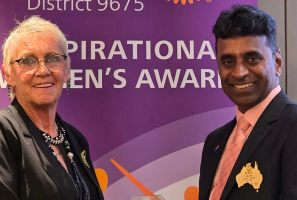 Leanne Pateman with Rotary 9675 District Governor Renga Rajan at the Rotary 2025 Most Inspirational Women&rsquo;s Awards event at Parliament House in Sydney