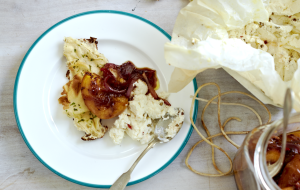 Baked ricotta and roast nectarine chutney