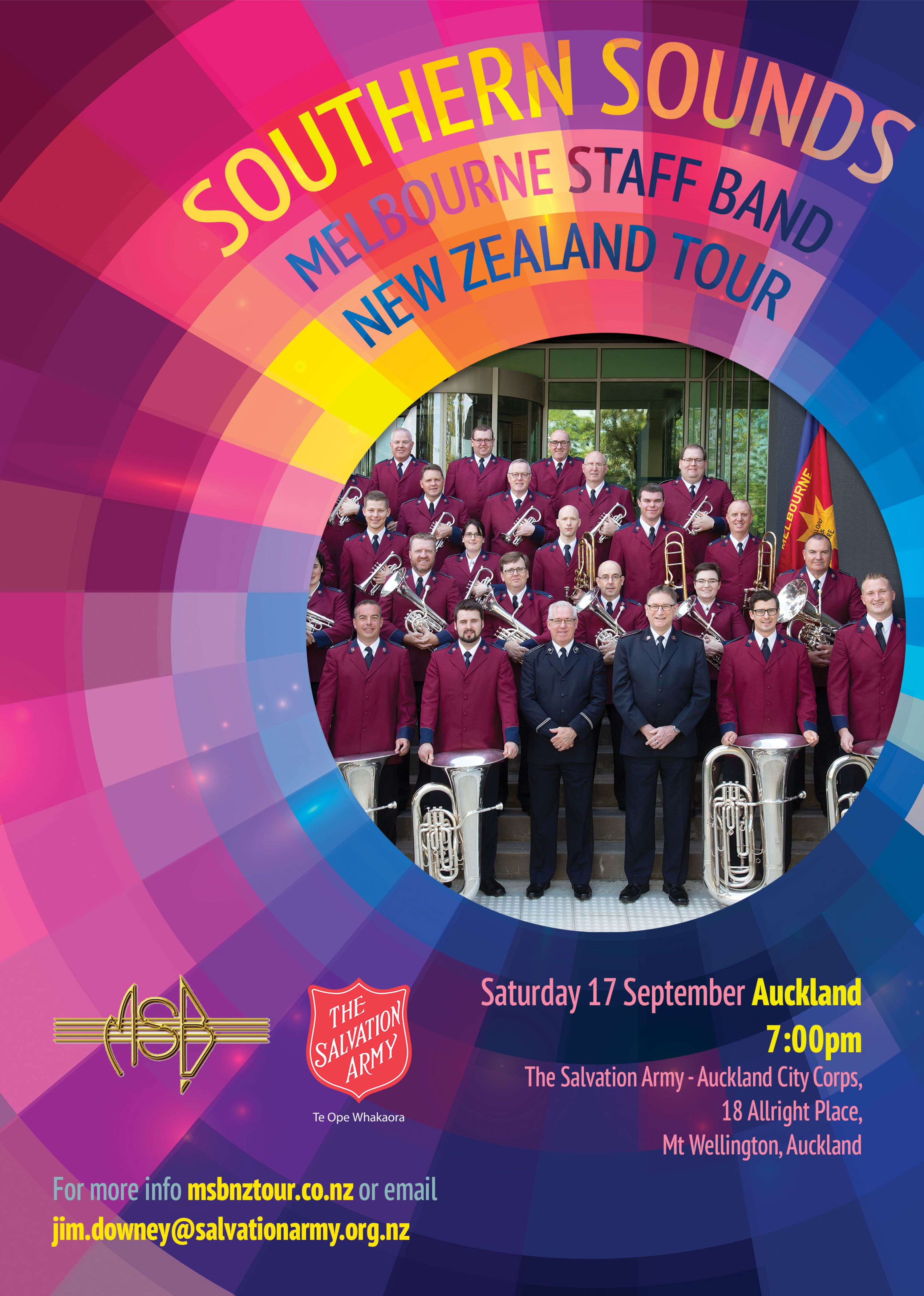 Southern Sounds NZ Tour Auckland Concert Melbourne Staff Band The Salvation Army Australia