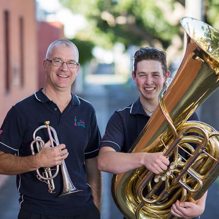 John Collinson with a young brass student