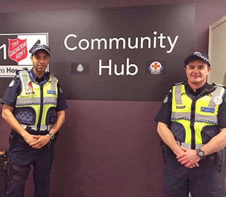 Police Officers outside the Community Hub