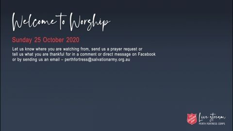 Worship Service Sunday 25 October 2020