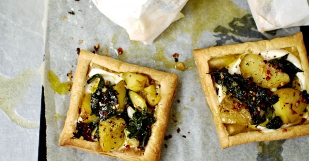 Spinach and potato tarts 