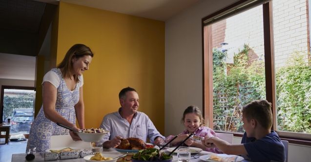 Family enjoying a meal together