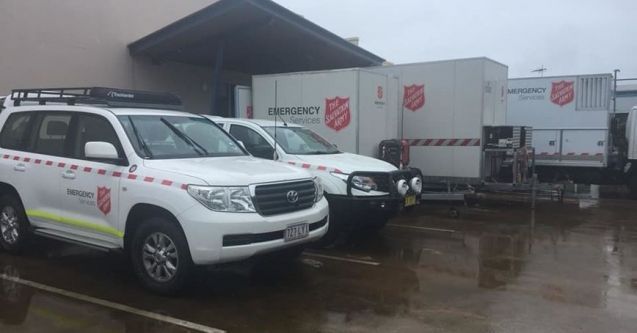 Salvation Army Emergency Services response teams are feeding hundreds of people and providing emotional support at three evacuation centres as rain continues to fall in Townsville.