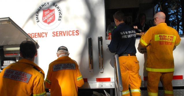 Salvation Army personnel and volunteers are providing breakfast, lunch and dinner to people