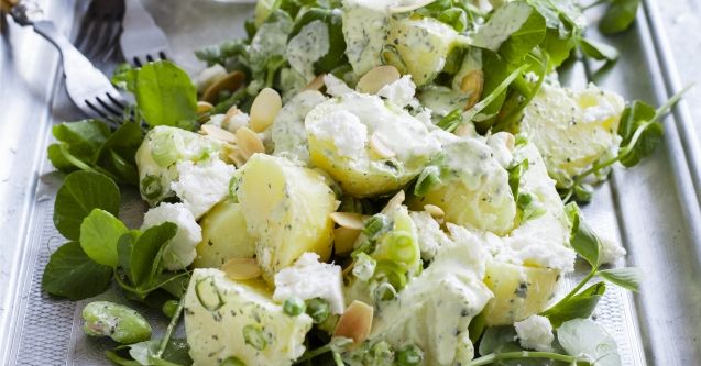 Potato salad with spring greens 