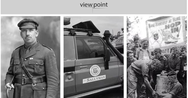 (From left): Fighting Mac William McKenzie, a Sallyman truck, and a Salvation Army Hop In station.