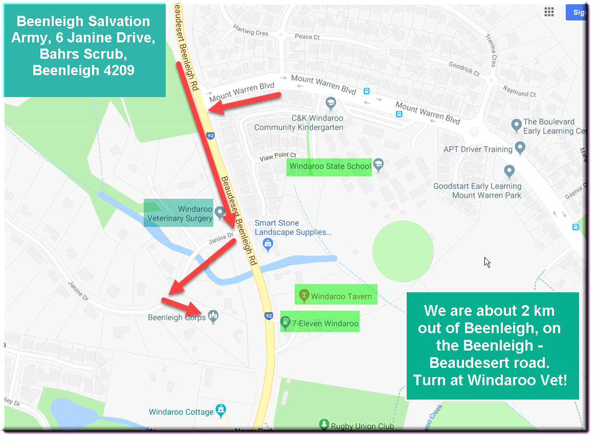 Directions to Beenleigh Salvos