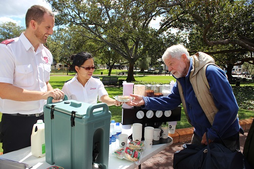 image of Salvos, serving gentleman from mobile food station 