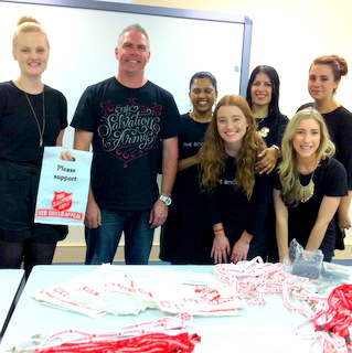 Body Shop employees helping with Red Shield Appeal preparations
