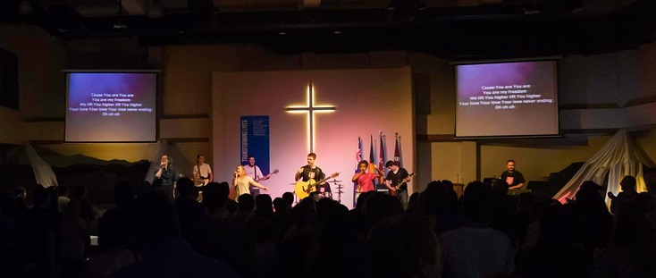 photo of youth band playing at service