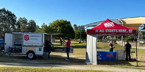 Setting up for the sausage sizzle