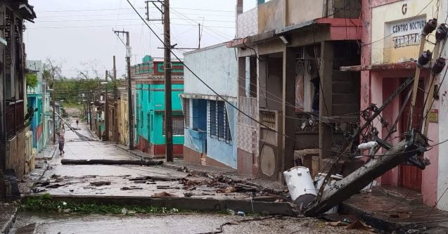A photo of a town damaged by a hurricane