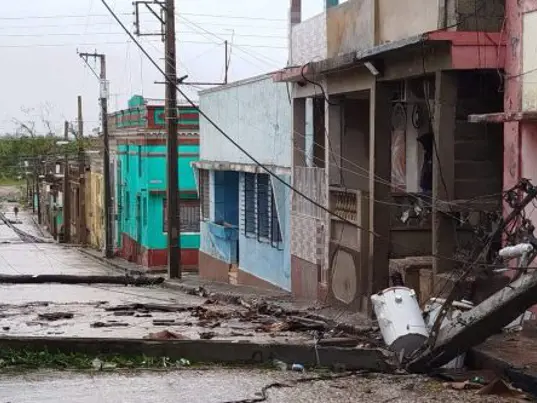 A photo of a town damaged by a hurricane