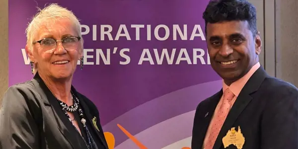 Leanne Pateman with Rotary 9675 District Governor Renga Rajan at the Rotary 2025 Most Inspirational Women’s Awards event at Parliament House in Sydney