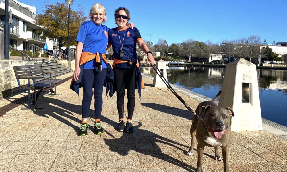 Lynne (left) pictured with her friend and walking buddy Paula