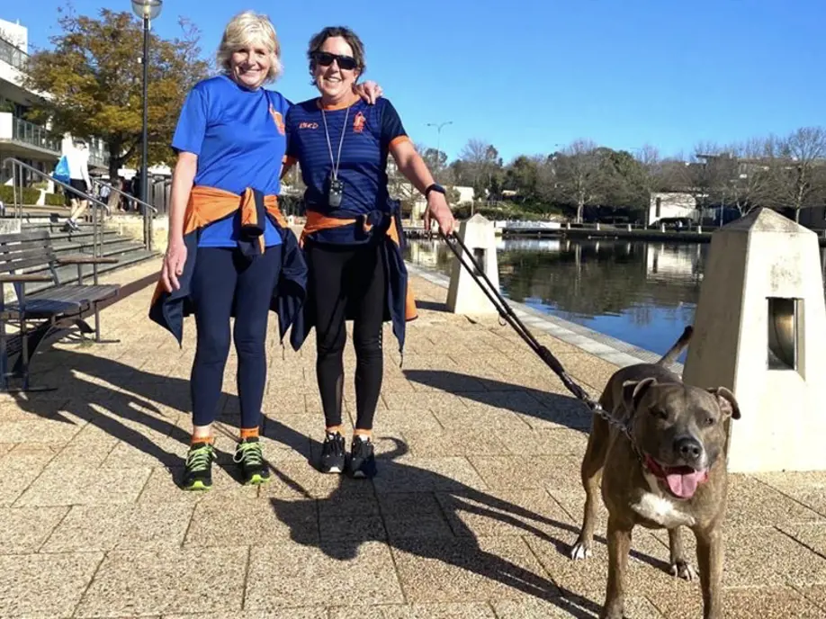 Lynne (left) pictured with her friend and walking buddy Paula