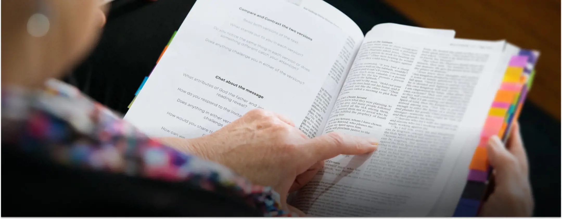 Someone reading a bible passage.