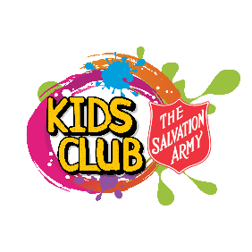 A vibrant logo with the words 'Kids Club' and The Salvation Army shield