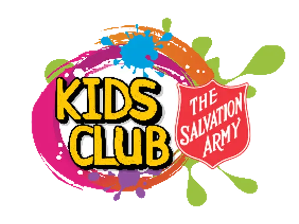A vibrant logo with the words 'Kids Club' and The Salvation Army shield