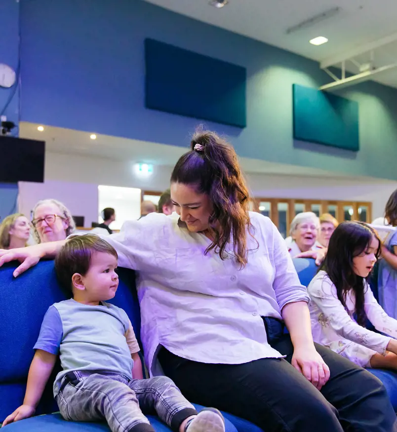 Church gathering with parents and kids