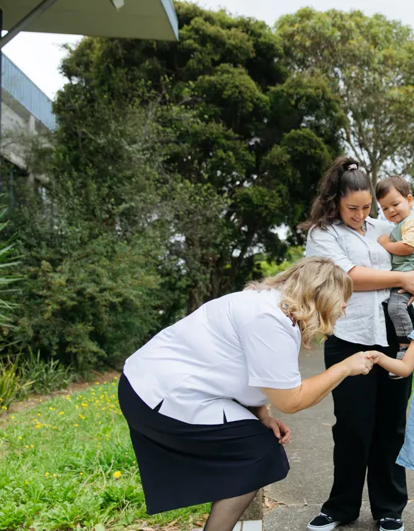 Hobart Corps officer talking to a family