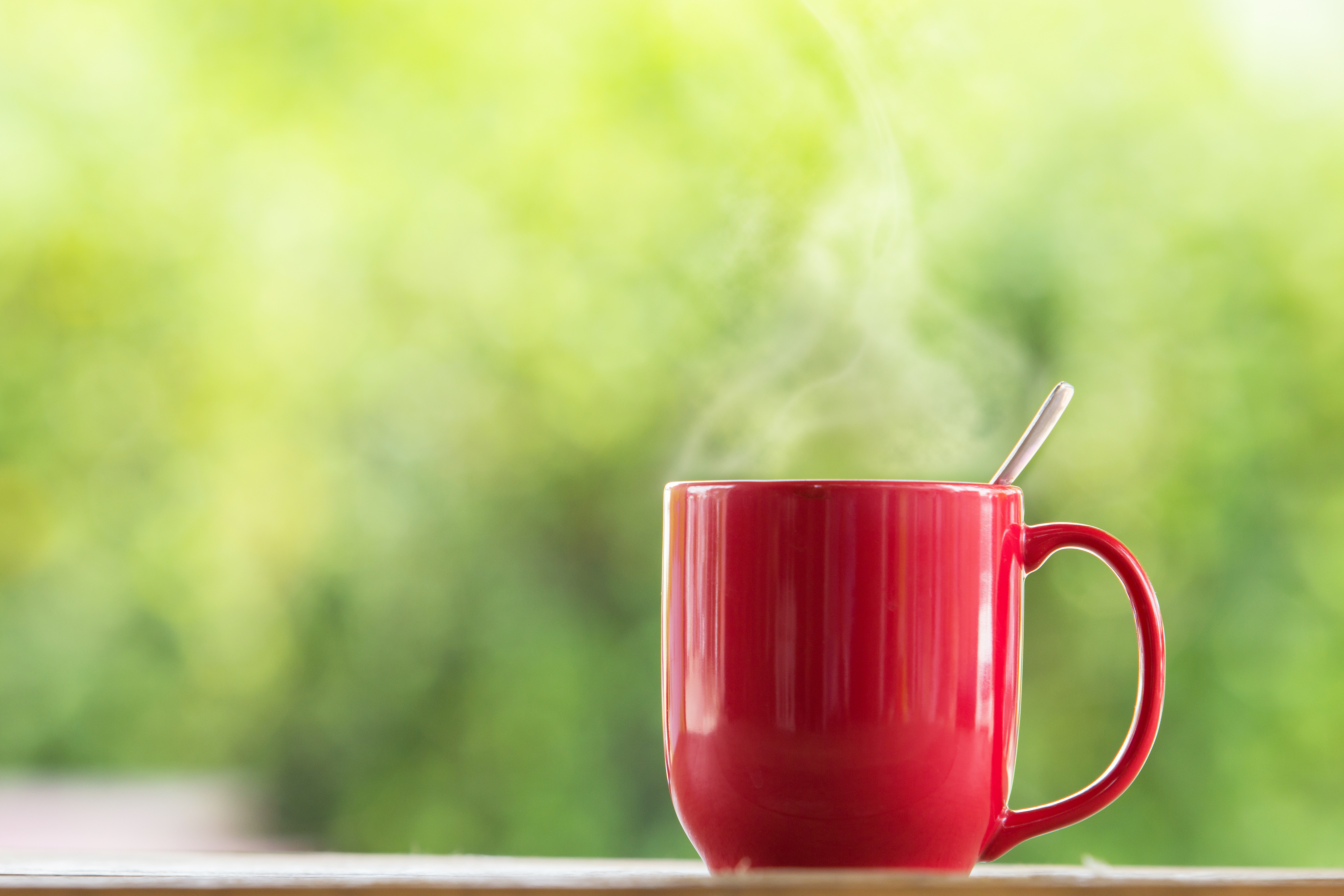 A cup of steamy hot coffee