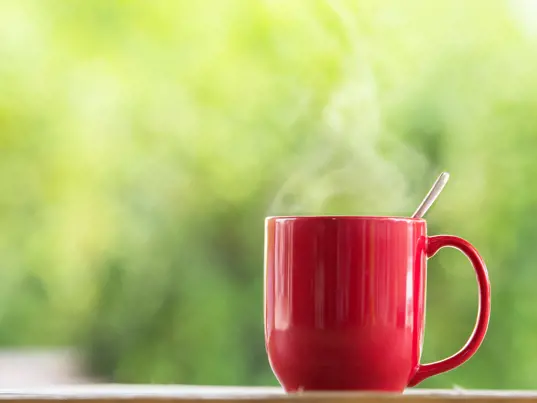 A cup of steamy hot coffee