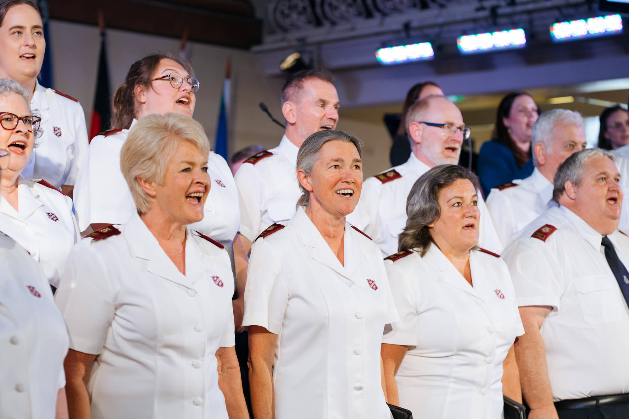 People singing at church service