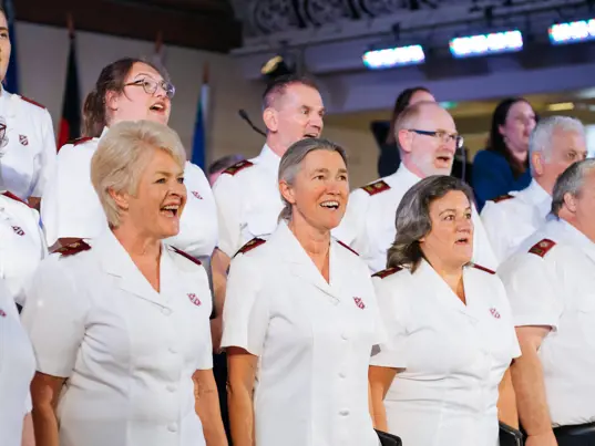 People singing at church service