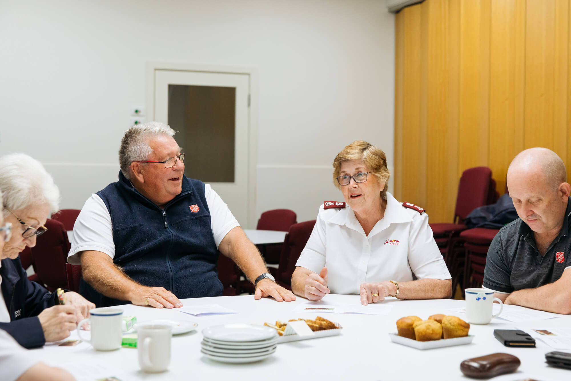 Officers sharing morning tea