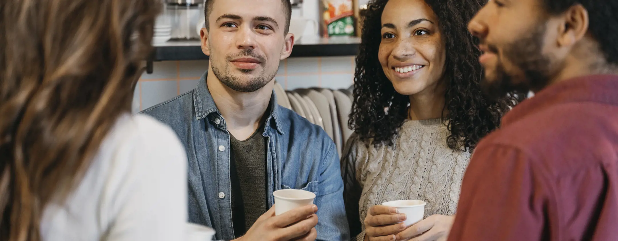 People drinking coffee and talking