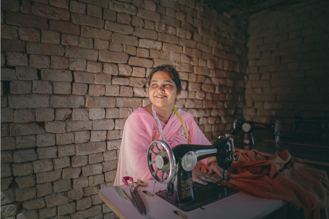 Woman at a sewing machine