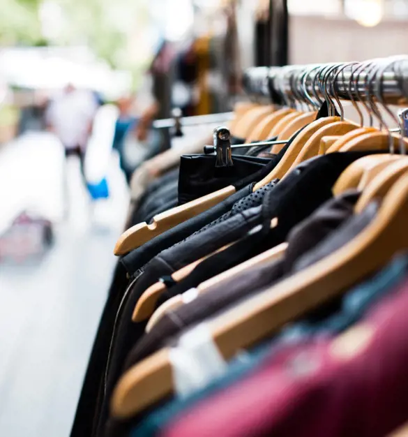 A clothing rack at a Salvos store.