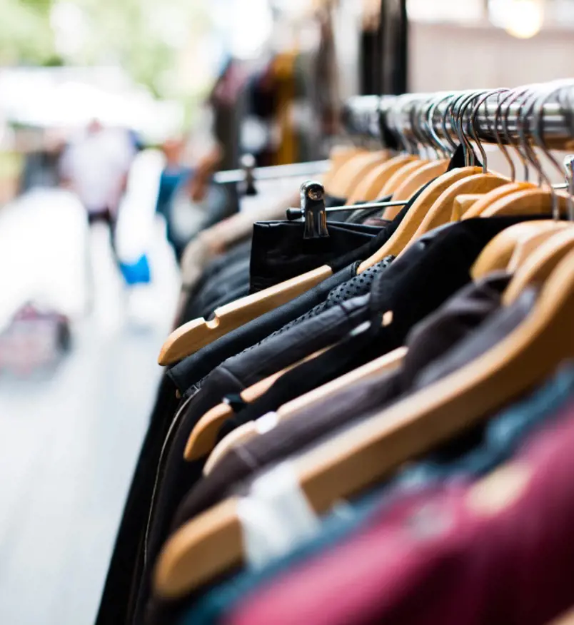 A clothing rack at a Salvos store.