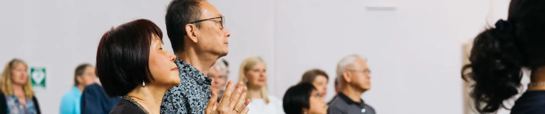 People in worship at a church
