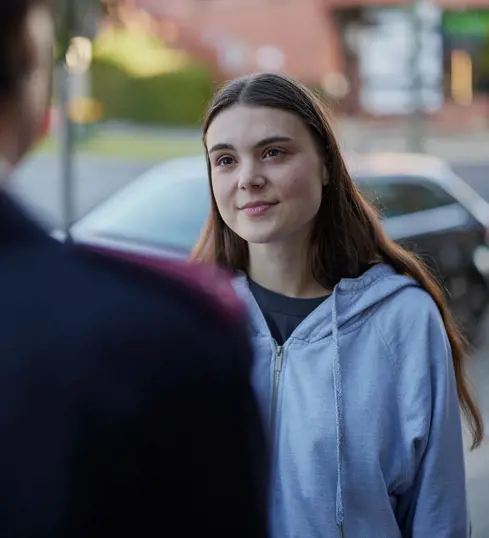 Salvos officer talking to a teen