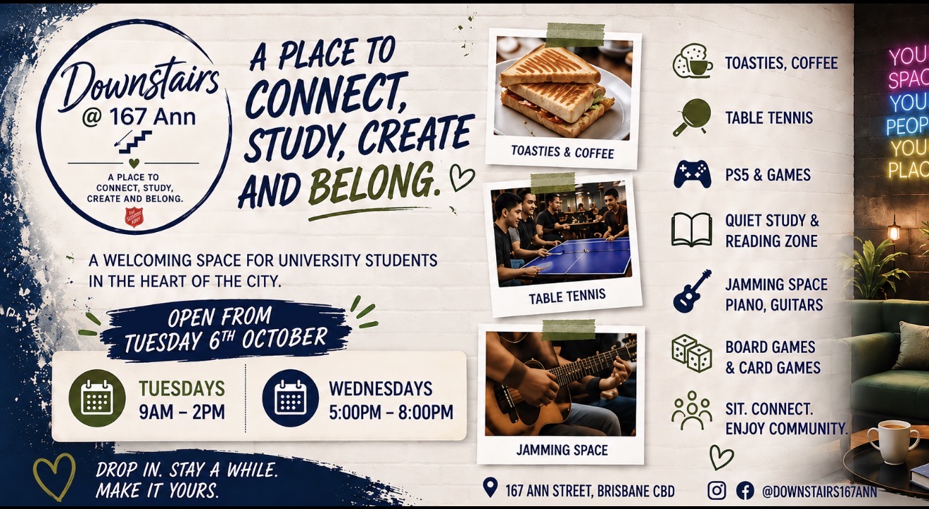 Tuesdays 9am - 2pm &amp; Wednesdays 5pm - 9pmA welcoming space for University Stdents in the heart of the city