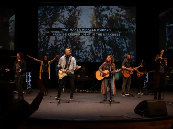 Image of a worship team on stage