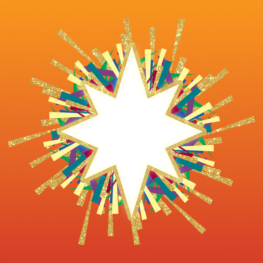 Bethlehem star on orange gradient background