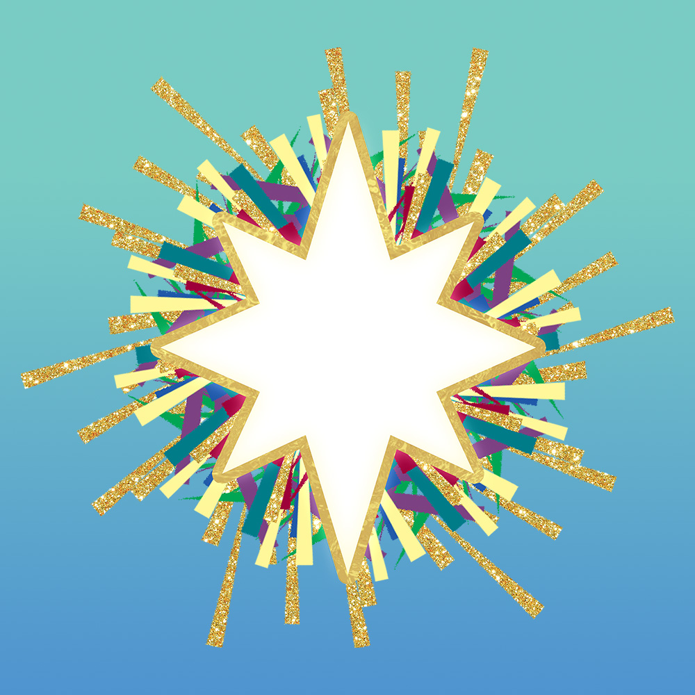 Bethlehem star on cyan gradient background