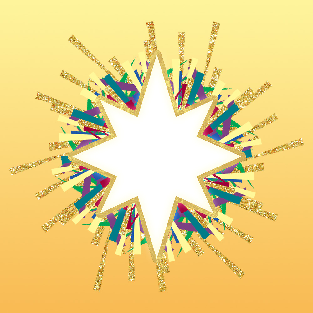 Bethlehem star on yellow gradient background