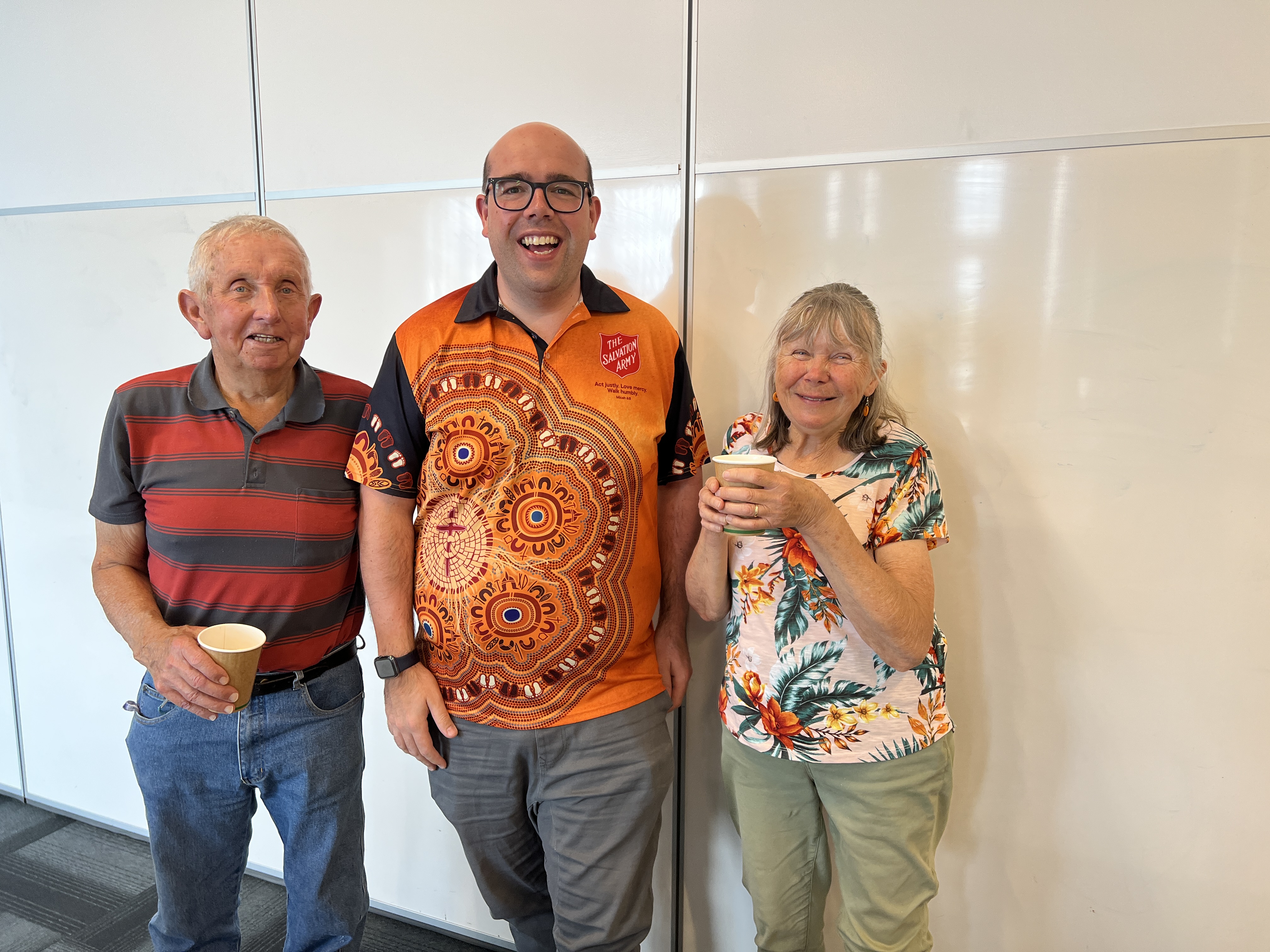 Photo of Dennis Cannon, Dave Bruford and Carol Cannon for Salvos Connect.